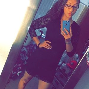 H&M Black midi lace dress